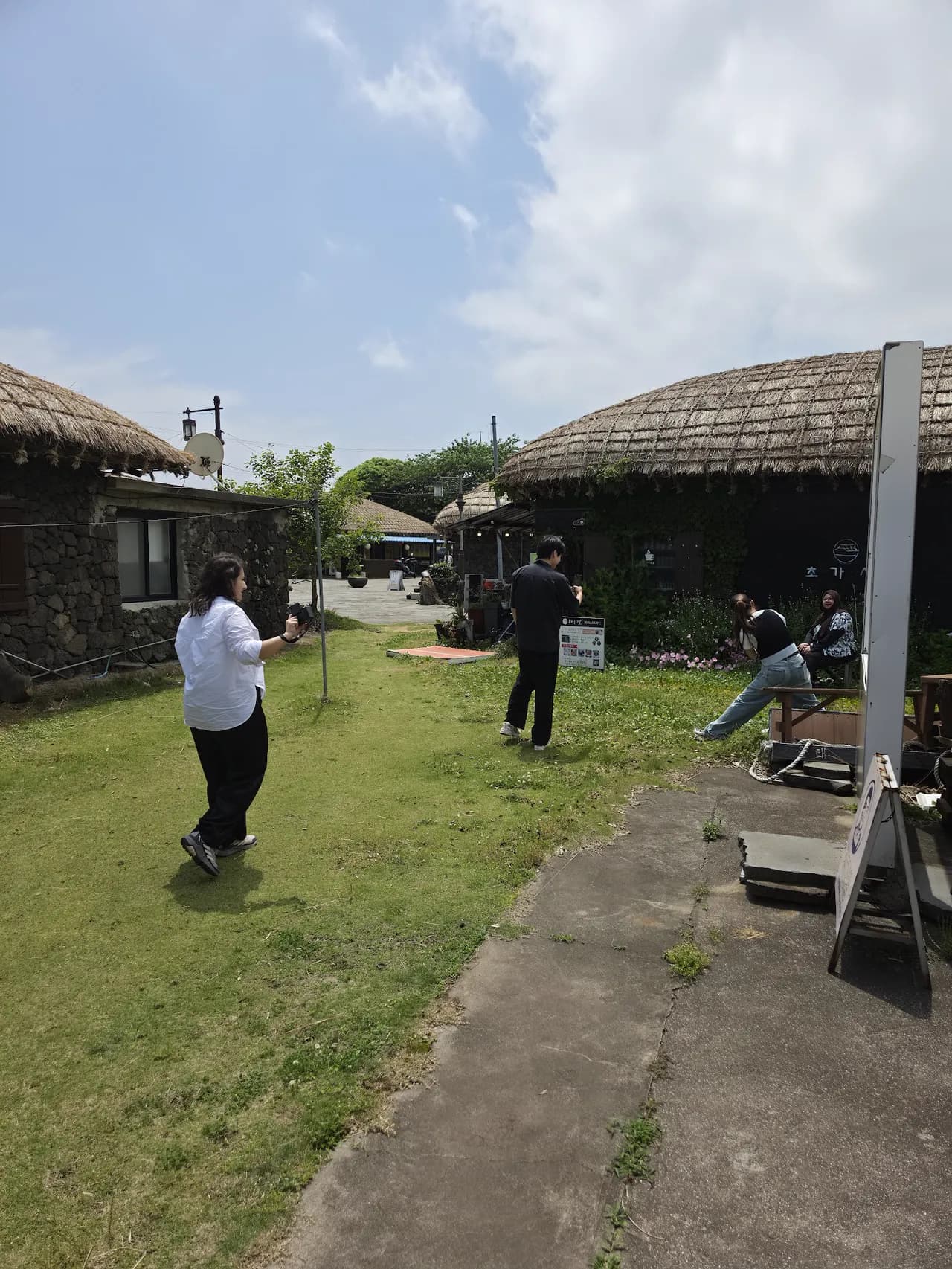 Traditional thatched stone house at Seongeup Folk Village
